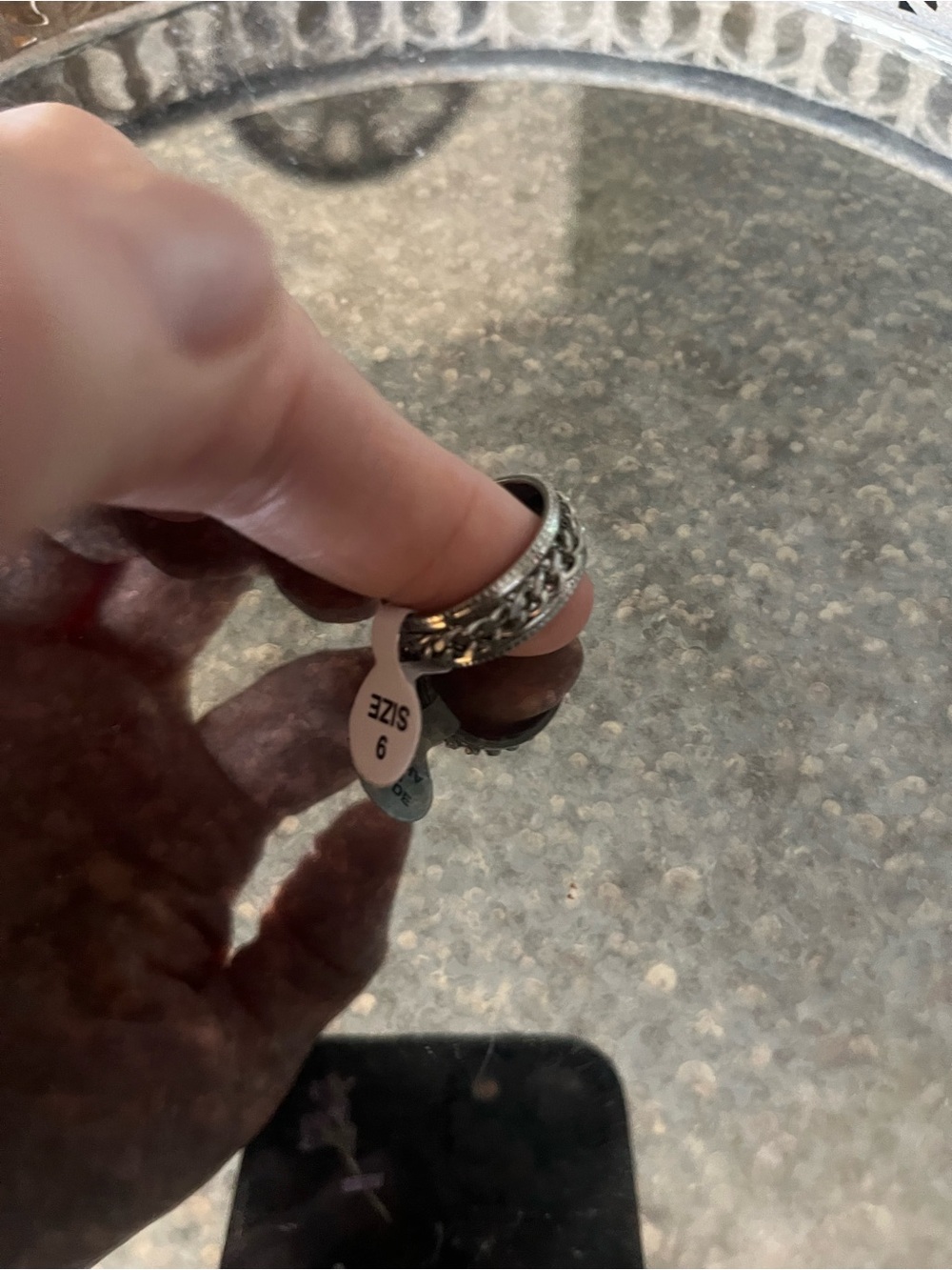 Stainless Steel Spinning Fidget Ring Size 9 - Picture 4 of 5